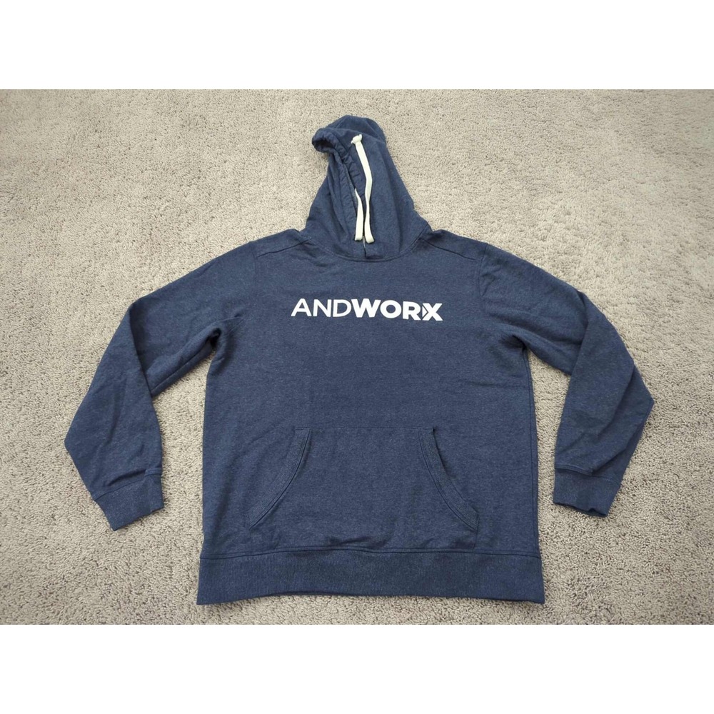Andworx Hoodie Mens Large Blue Pullover Sweatshirt Long Sleeve Digital District‎